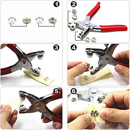 ✂️🧵DIY Button‑Sewing Kit – Rust‑Proof Copper Snaps, Hand Plier, Multi‑Color🧰