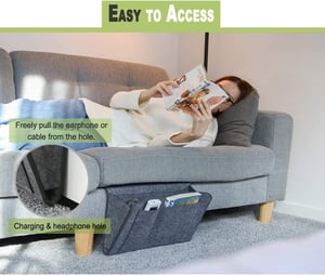 🛏️Bedside Hanging Storage Bag‑Multi‑Pocket Bed Caddy Organizer, Felt Hanging Pouch for Dorm Bunk Bed Hold Tablet Book Phone Stationery