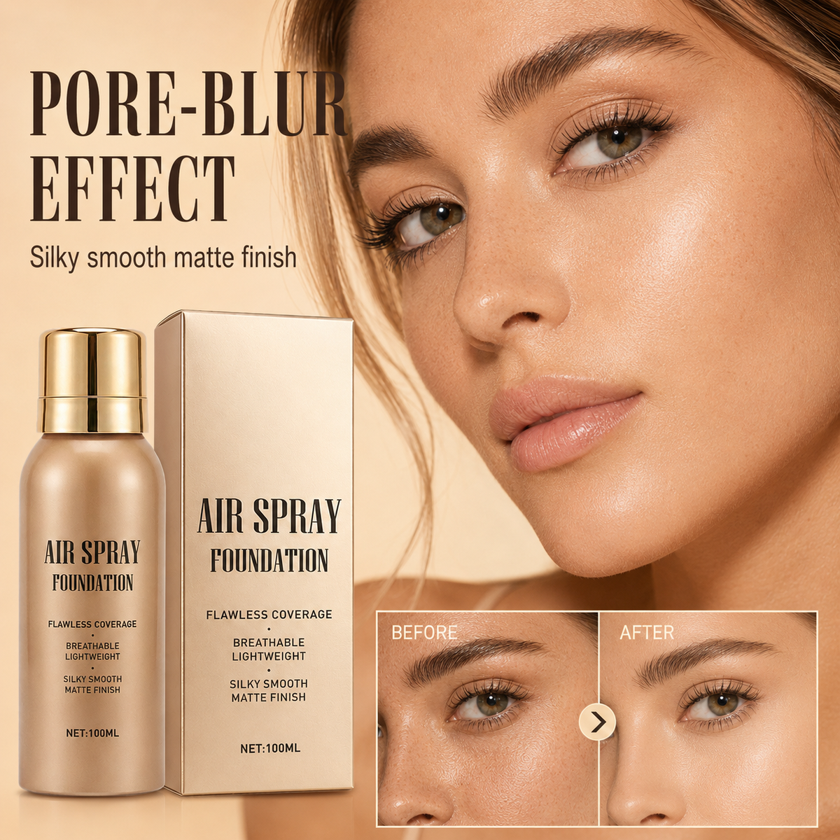 💦Waterproof Flawless Air Spray Foundation｜Long‑Lasting Airbrush Makeup, Sweat‑Proof Buildable Coverage ✨