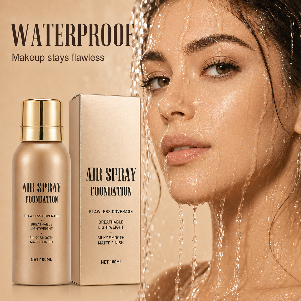 💦Waterproof Flawless Air Spray Foundation｜Long‑Lasting Airbrush Makeup, Sweat‑Proof Buildable Coverage ✨
