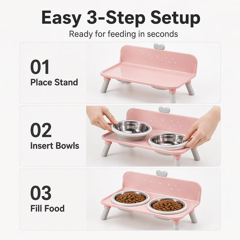 ⏳Time-Limited Special⏰🐾Elevated Double Pet Bowl Feeder | More Natural Feeding Posture For Pets✨