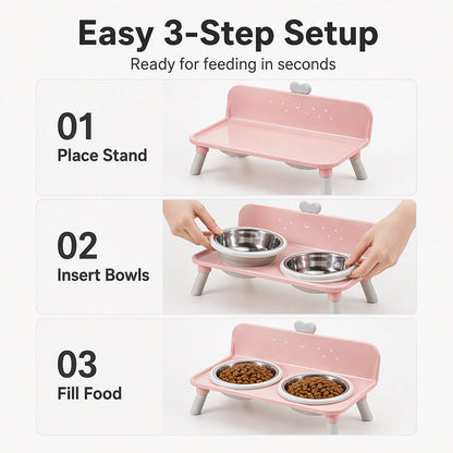 ⏳Time-Limited Special⏰🐾Elevated Double Pet Bowl Feeder | More Natural Feeding Posture For Pets✨