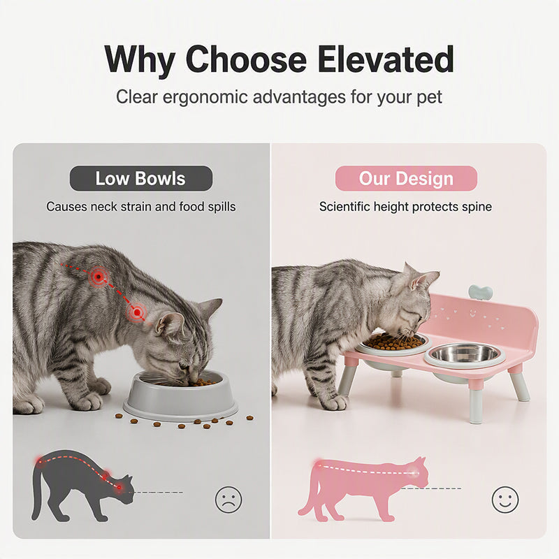 ⏳Time-Limited Special⏰🐾Elevated Double Pet Bowl Feeder | More Natural Feeding Posture For Pets✨