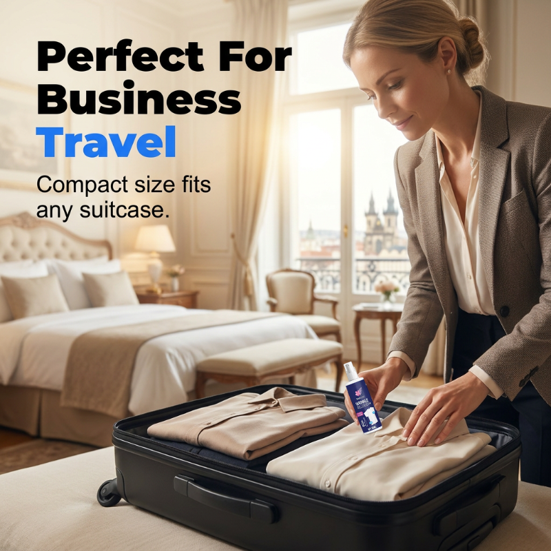 🔥50% OFF! Travel Wrinkle Release Spray – Upgraded Quick Spritz Smooths Shirts, Suits & Dresses, No Iron Needed! ✈️✨