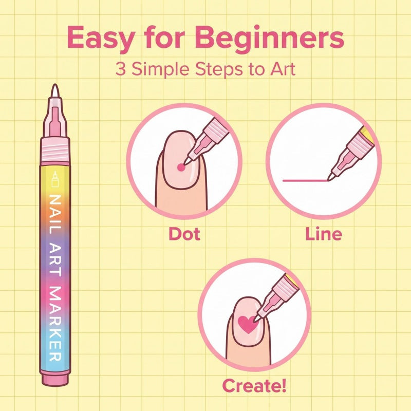 12-Color Nail Art Marker Pen Set
