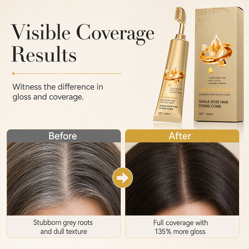 🎨 LIMITED-TIME 50% OFF 🌿 Botanical Grey Coverage Hair Colour — Squeeze, Brush, Cover Greys Effortlessly