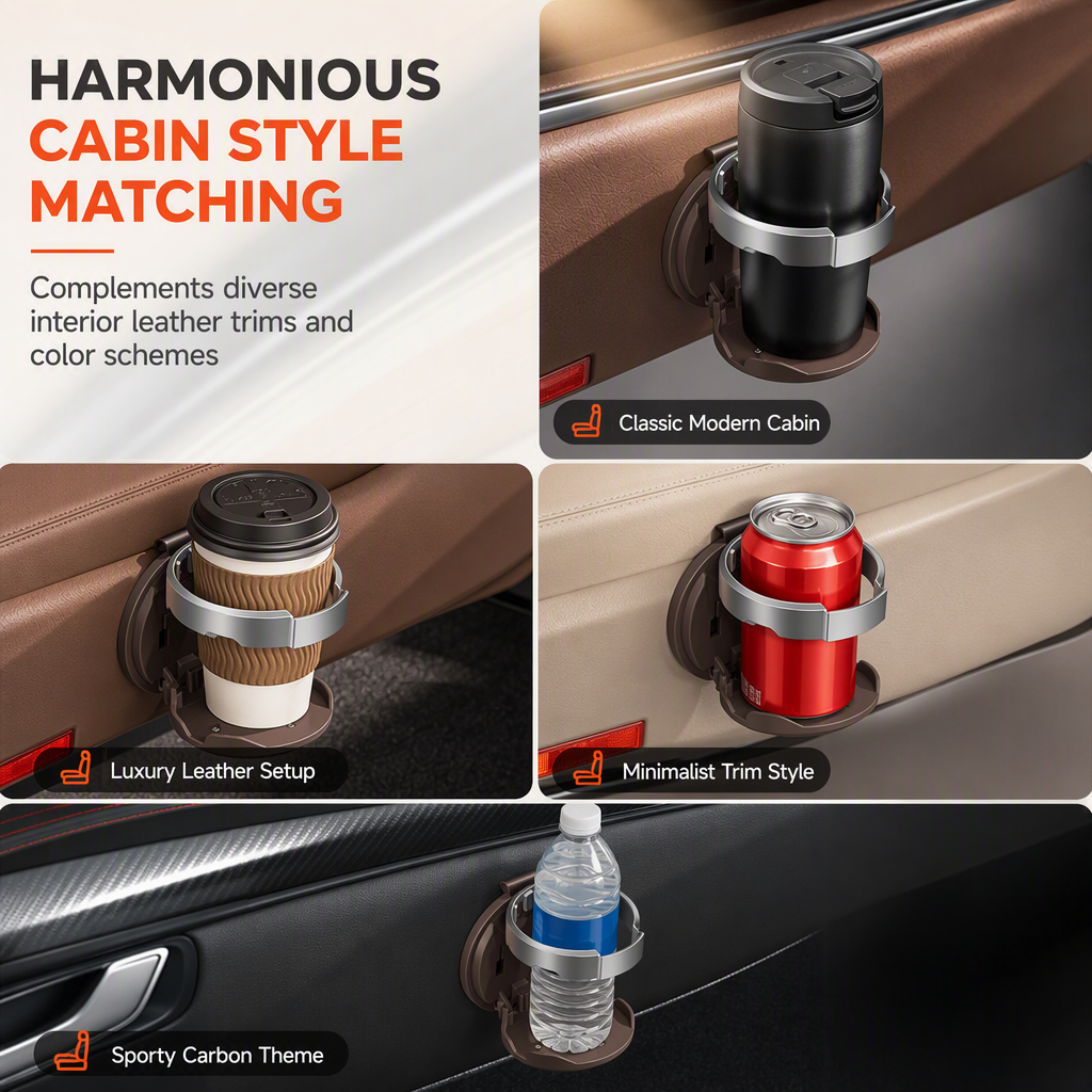 🚗 Last Day Special Price $19.99! 🥤Multifunctional Foldable Car Door Cup Holder Large Diameter Drink and Water Bottle Storage Rack