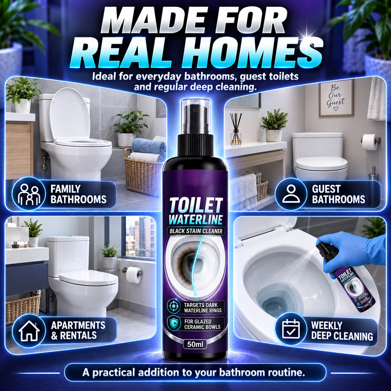 🥳HOT SALE🥳💞10K+ SOLD! Waterline Cleaner – From £6.99! Targets black rings, clinging formula & less scrubbing. Clean bowl – grab yours! ✅