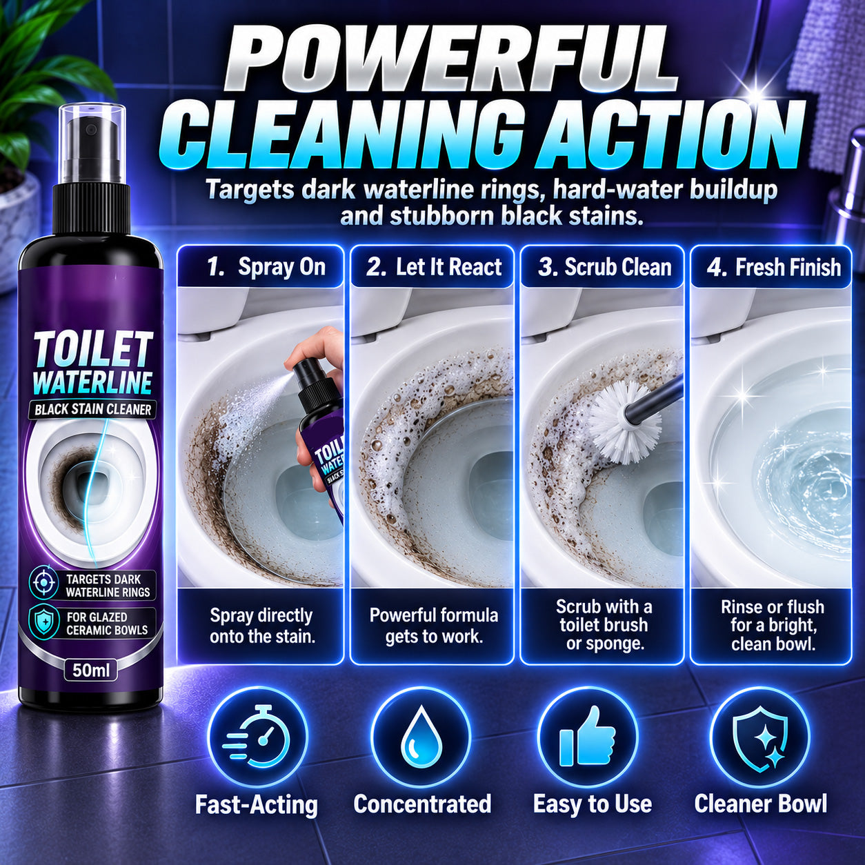 🥳HOT SALE🥳💞10K+ SOLD! Waterline Cleaner – From £6.99! Targets black rings, clinging formula & less scrubbing. Clean bowl – grab yours! ✅