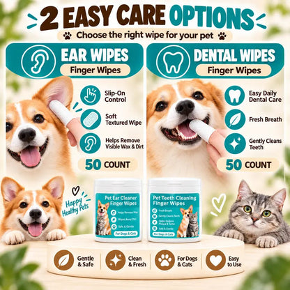 Gentle Pet Ear Cleaning Finger Wipes for Dogs & Cats