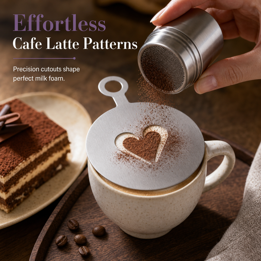 ☕Stainless Steel Coffee Latte Art Stencil Template