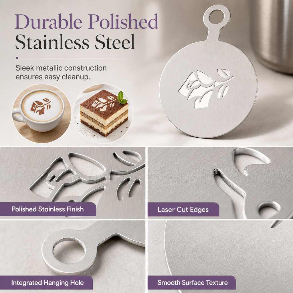 ☕Stainless Steel Coffee Latte Art Stencil Template