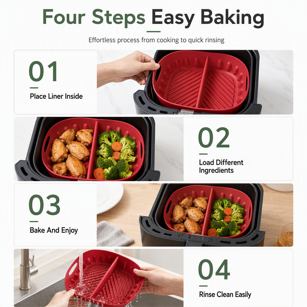 Reusable Divided Air Fryer Silicone Liner