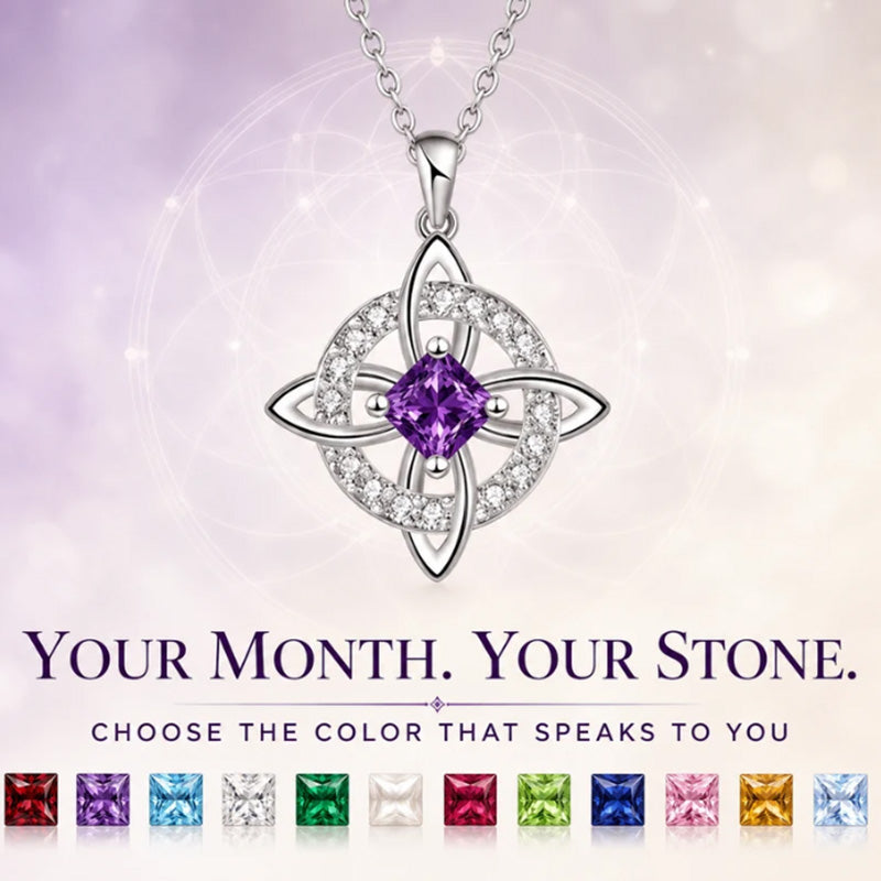 ☘️ Celtic Knot Birthstone Necklace – Elegant & Adjustable for Everyday & Special Occasions