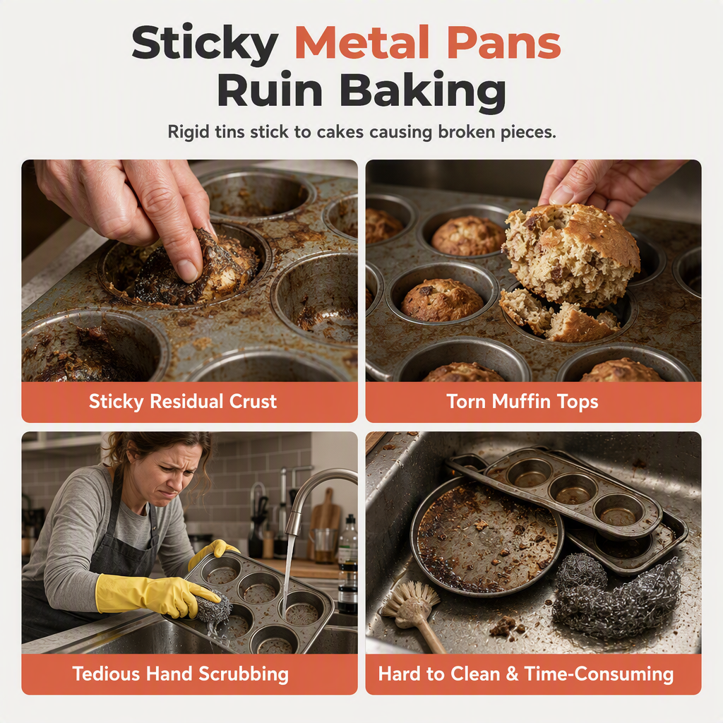 🧁 50% OFF! ✨ 4-Cavity 4-Inch Silicone Cake Mold – Instant Out Release, Heat-Resistant Flexible Design & One-Piece Durable Build – Perfect for Rainbow Cake, Pizza & Air Fryer Baking 🍕