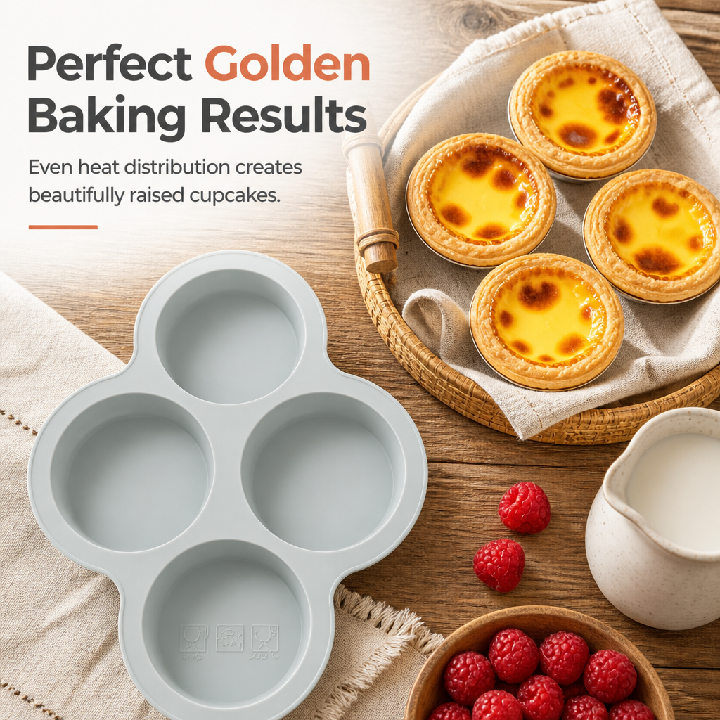 🧁 50% OFF! ✨ 4-Cavity 4-Inch Silicone Cake Mold – Instant Out Release, Heat-Resistant Flexible Design & One-Piece Durable Build – Perfect for Rainbow Cake, Pizza & Air Fryer Baking 🍕