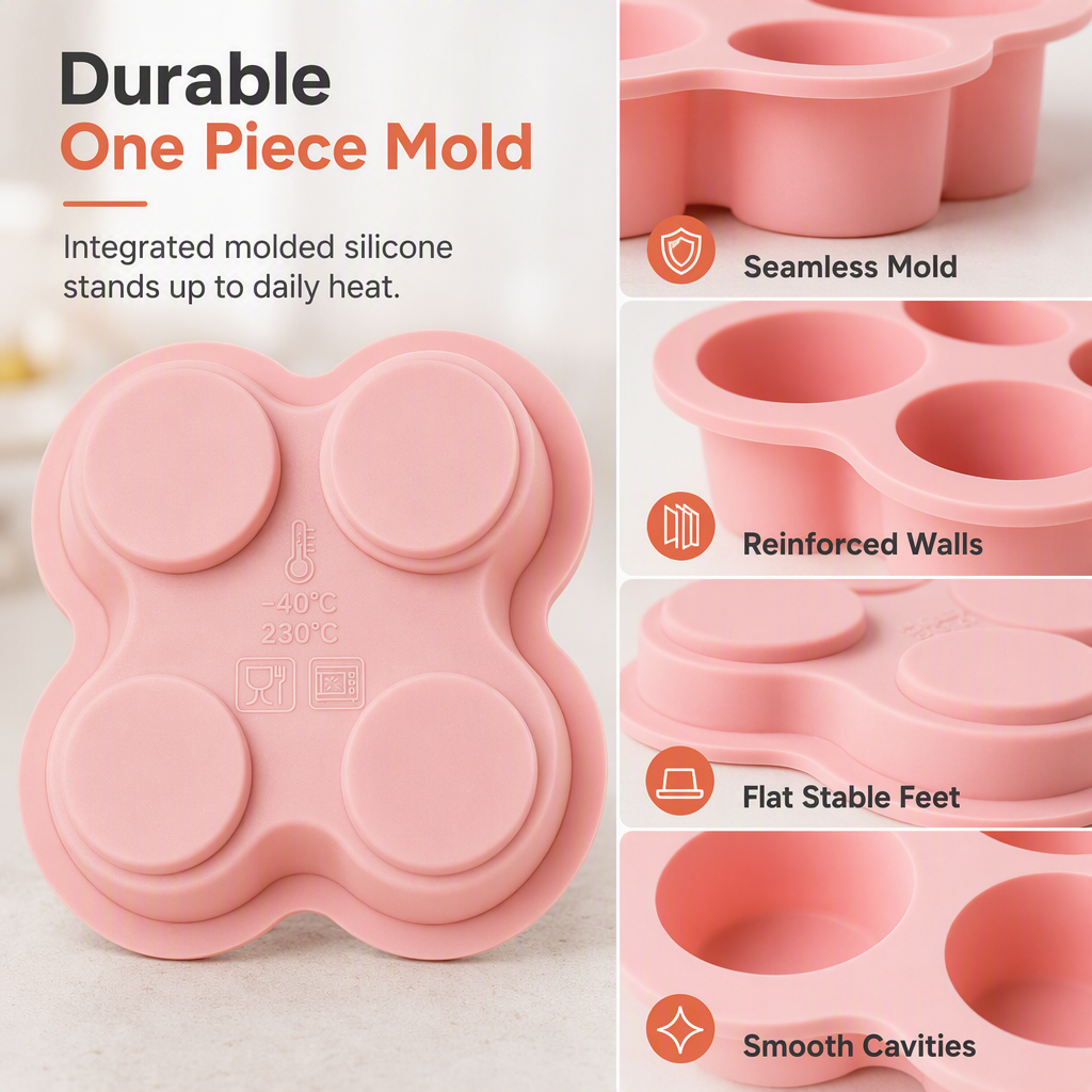 🧁 50% OFF! ✨ 4-Cavity 4-Inch Silicone Cake Mold – Instant Out Release, Heat-Resistant Flexible Design & One-Piece Durable Build – Perfect for Rainbow Cake, Pizza & Air Fryer Baking 🍕