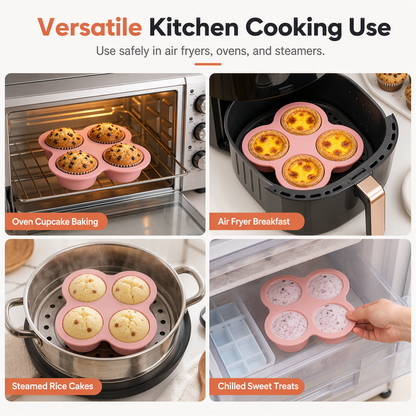 🧁 50% OFF! ✨ 4-Cavity 4-Inch Silicone Cake Mold – Instant Out Release, Heat-Resistant Flexible Design & One-Piece Durable Build – Perfect for Rainbow Cake, Pizza & Air Fryer Baking 🍕