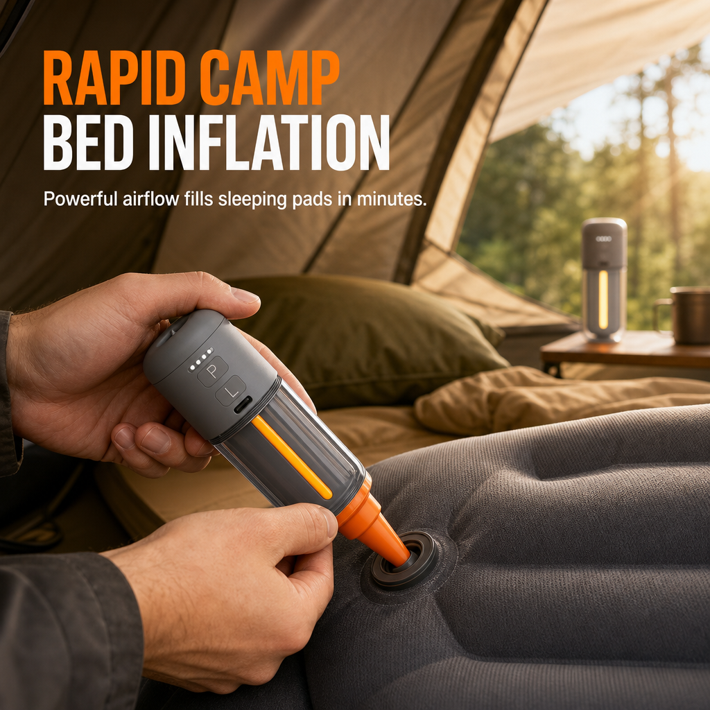 Portable Outdoor Air Pump and Deflator with Emergency Light Ambient Light and SOS Function for Pool Floats Inflatable Boats and Air Mattresses
