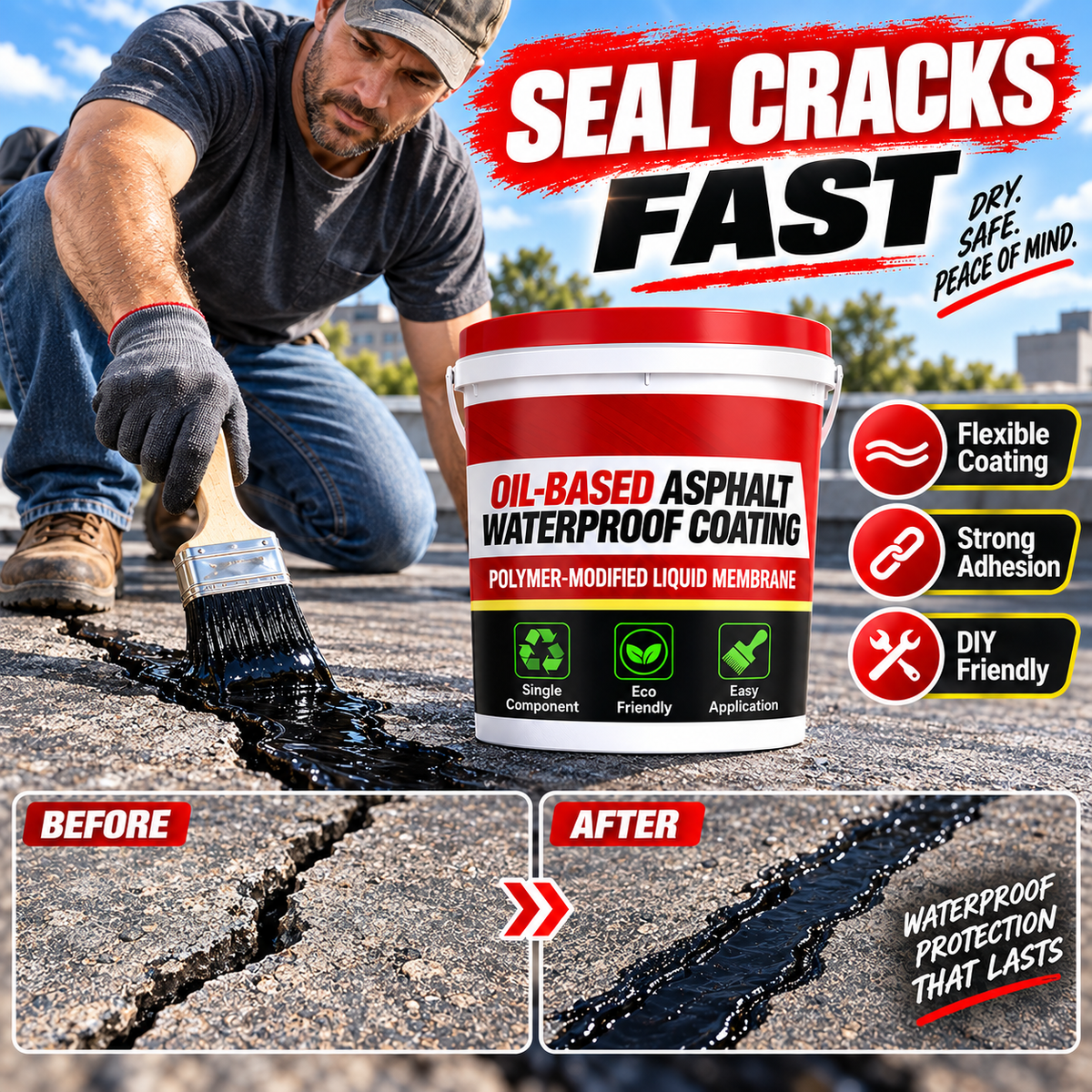 Black Asphalt Roof Waterproof Repair Coatin