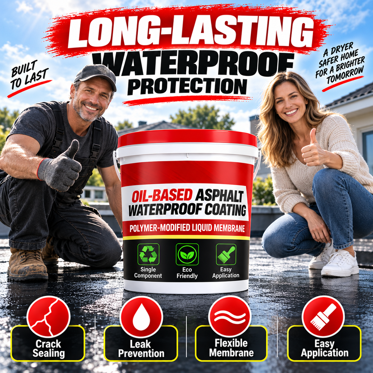 Black Asphalt Roof Waterproof Repair Coatin