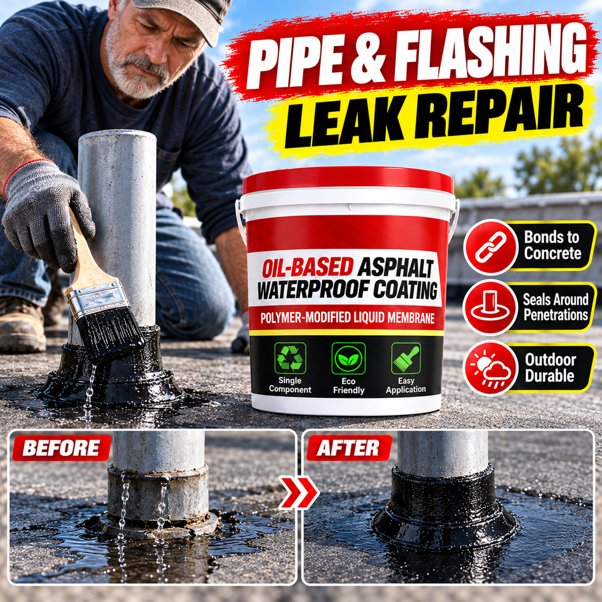 Black Asphalt Roof Waterproof Repair Coatin