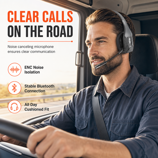 🎧Wireless Bluetooth Call Center Headset with ENC Environmental Noise Cancellation and Auto Pairing for Customer Service and Truck Drivers