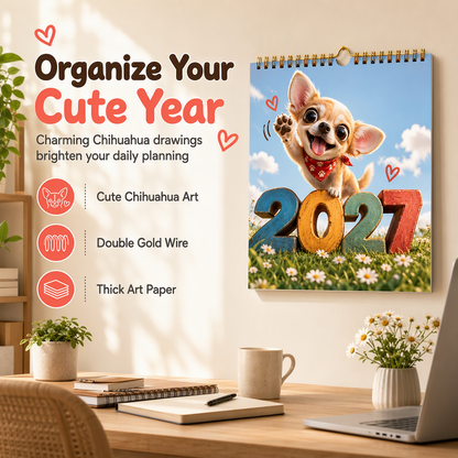 📅 LIMITED-TIME 50% OFF! 🐶 Chihuahua 12 Month Wall Calendar – Cute, Ink-proof, Decorative ✨