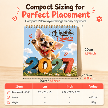 📅 LIMITED-TIME 50% OFF! 🐶 Chihuahua 12 Month Wall Calendar – Cute, Ink-proof, Decorative ✨