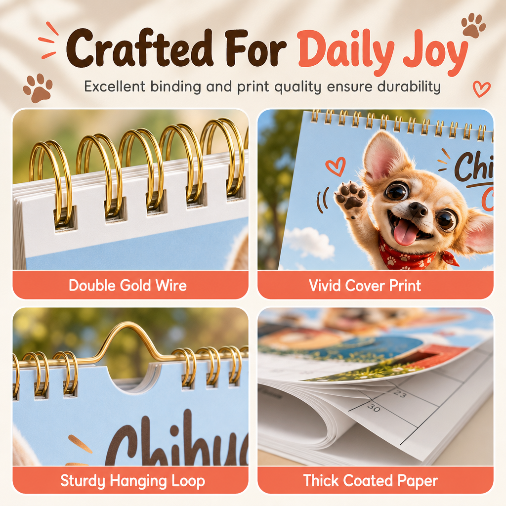 📅 LIMITED-TIME 50% OFF! 🐶 Chihuahua 12 Month Wall Calendar – Cute, Ink-proof, Decorative ✨