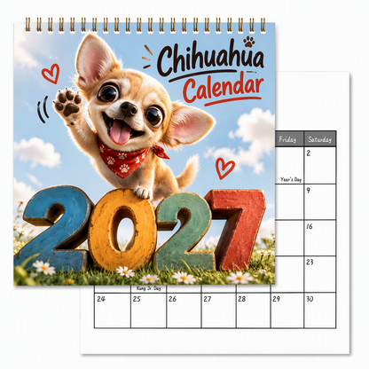 📅 LIMITED-TIME 50% OFF! 🐶 Chihuahua 12 Month Wall Calendar – Cute, Ink-proof, Decorative ✨