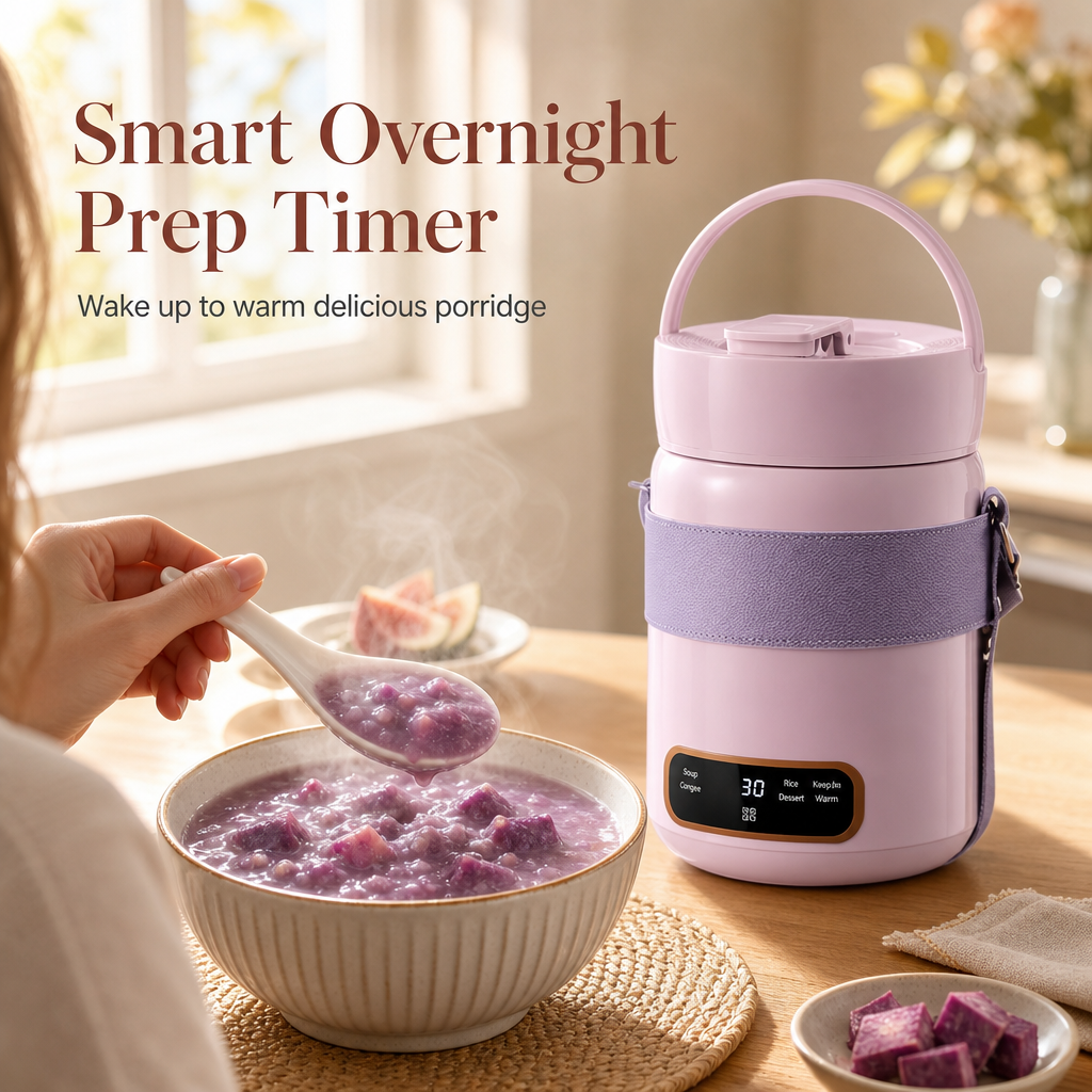 Multi Functional Mini Electric Slow Cooker and Stew Pot with Preset Timer