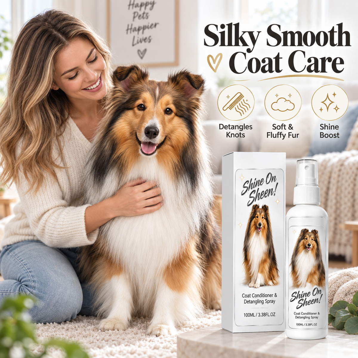 🐾 Pet Coat Detangling and Conditioning Spray