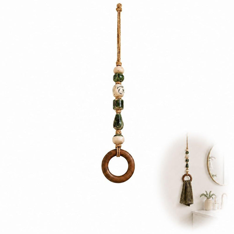 ✨Boho Beaded Towel Hanger with Wooden Ring | Decorative Wall Towel Holder for Bathroom & Kitchen