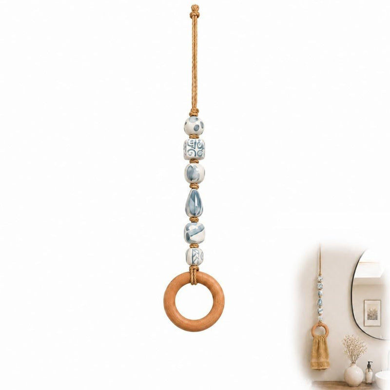✨Boho Beaded Towel Hanger with Wooden Ring | Decorative Wall Towel Holder for Bathroom & Kitchen