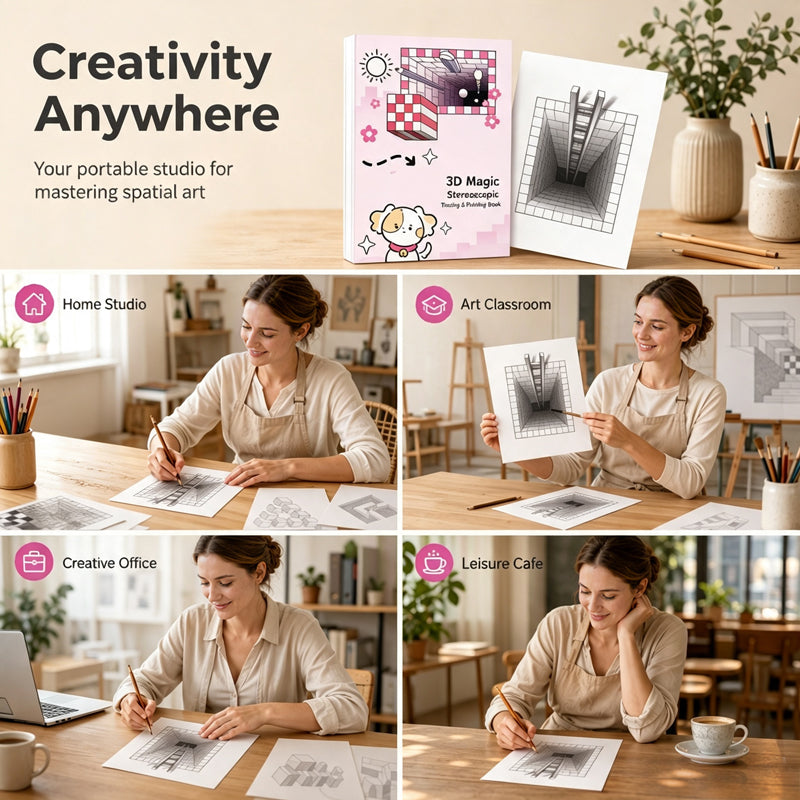 🎨 Kids 3D Tracing Activity Book | 4 Themes