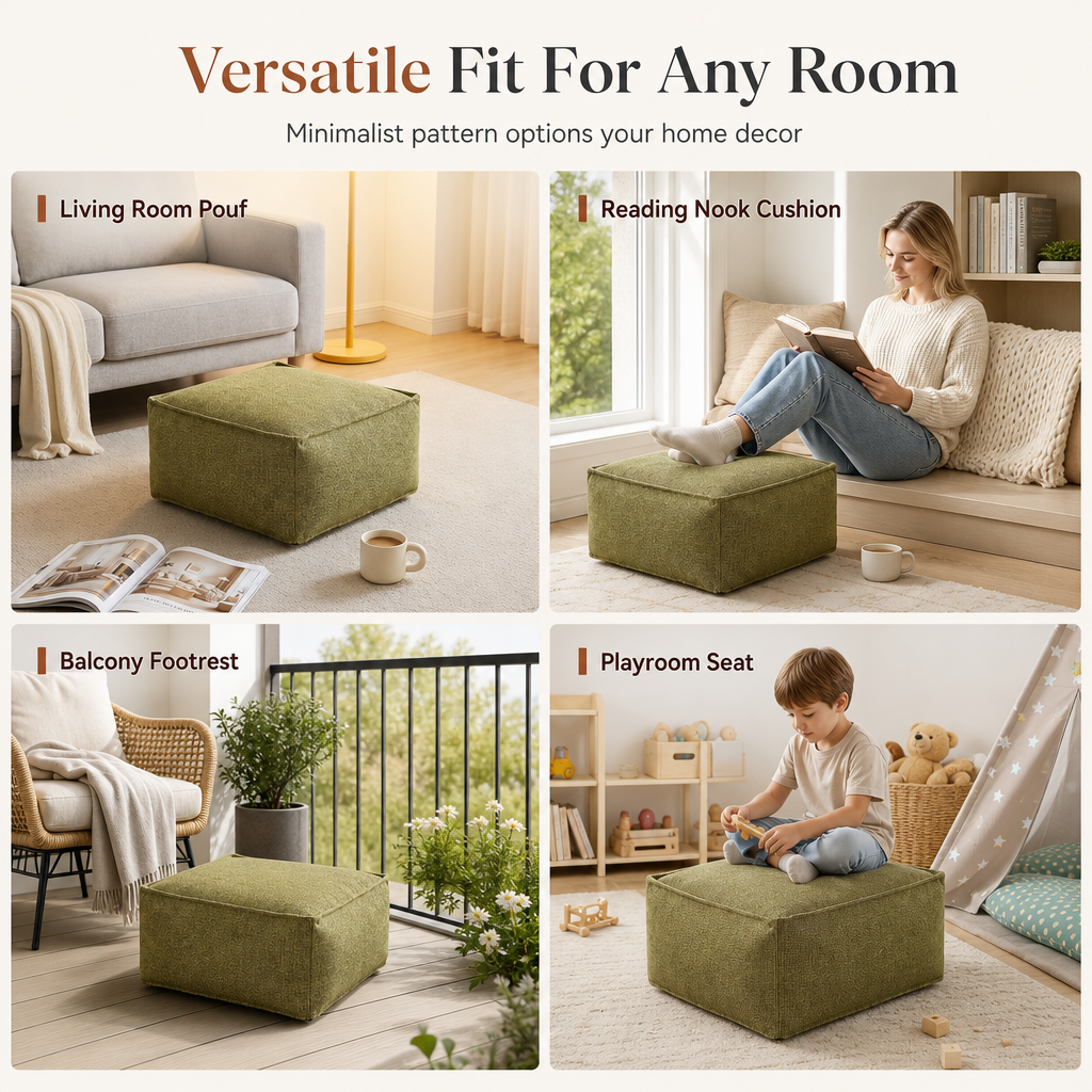 🛋️ LIMITED‑TIME 50% OFF! 🏡 Boho Storage Ottoman Floor Pouf Cover – Fill with Clothes & Blankets, 220 lbs Support, Washable Canvas 🧶