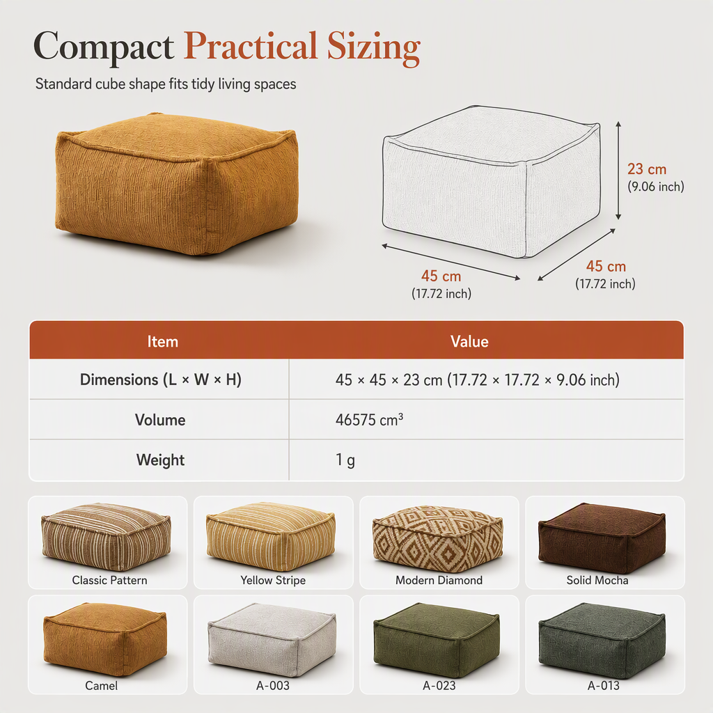 🛋️ LIMITED‑TIME 50% OFF! 🏡 Boho Storage Ottoman Floor Pouf Cover – Fill with Clothes & Blankets, 220 lbs Support, Washable Canvas 🧶