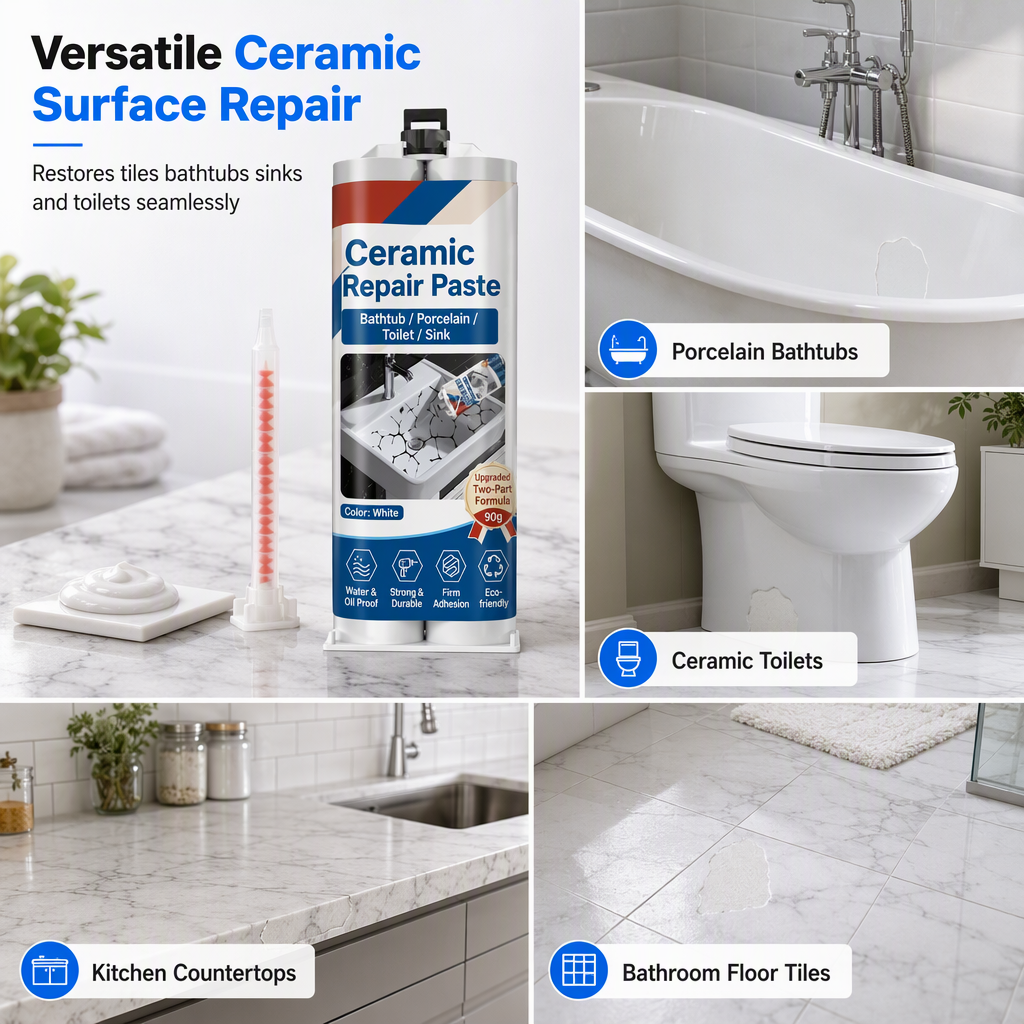 ⏳Time-Limited Special⏰Ceramic Tile Repair Paste – Quick-Drying, Crack & Chip Filler – Waterproof Epoxy for Sinks, Tiles & Marble 🛠️