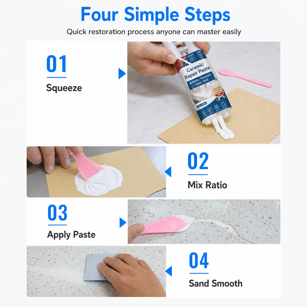 ⏳Time-Limited Special⏰Ceramic Tile Repair Paste – Quick-Drying, Crack & Chip Filler – Waterproof Epoxy for Sinks, Tiles & Marble 🛠️