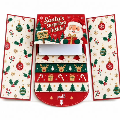 🎄🎁 Christmas Pull-Tab 3D Greeting Card – Interactive Sliding Design