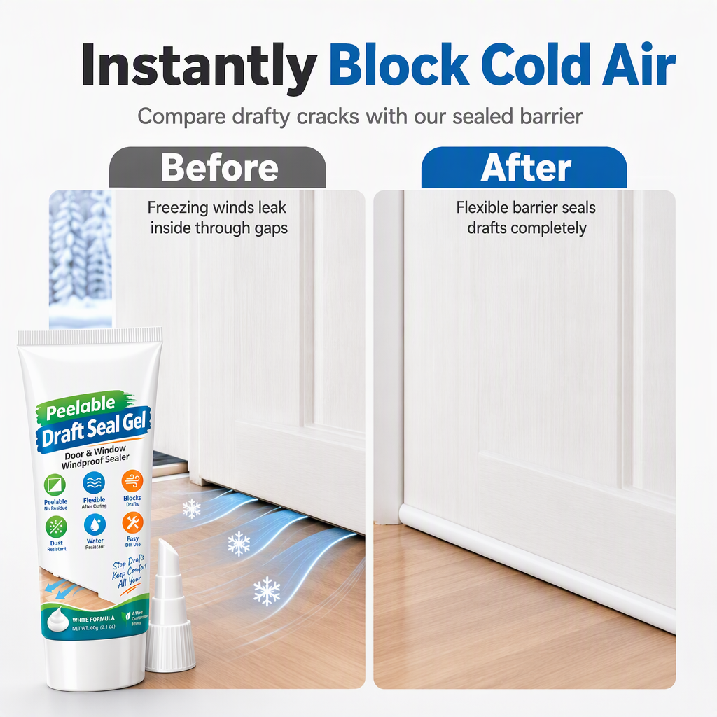 🚪50% OFF NOW! Peelable Door Window Gap Sealant Gel – Removable Windproof Draft Stopper, Waterproof Dustproof Sealer for Home Gap Insulation