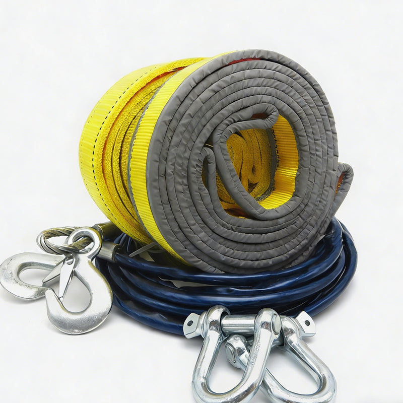 🚗 50% OFF NOW! 🔗 8-Ton Tow Rope – Widened Strap, Reflective Striping & Forged U-Shackle Hooks – For Cars, SUVs & Light Trucks 🛡️