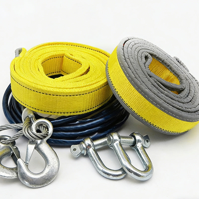 🚗 50% OFF NOW! 🔗 8-Ton Tow Rope – Widened Strap, Reflective Striping & Forged U-Shackle Hooks – For Cars, SUVs & Light Trucks 🛡️