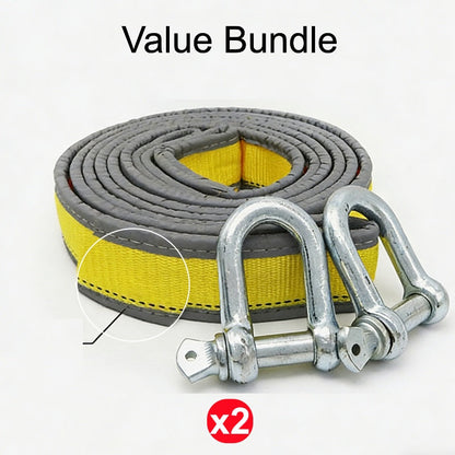 🚗 50% OFF NOW! 🔗 8-Ton Tow Rope – Widened Strap, Reflective Striping & Forged U-Shackle Hooks – For Cars, SUVs & Light Trucks 🛡️