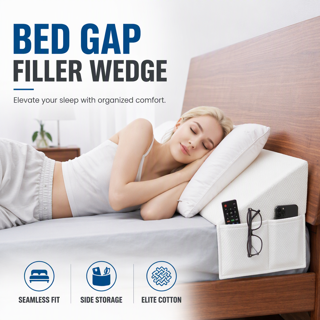 Triangular Headboard Wedge Pillow with Side Pocket