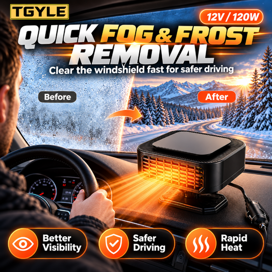 Portable Car Heater Defroster with 360-Degree Rotating Base
