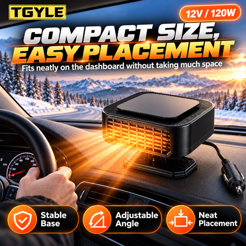 Portable Car Heater Defroster with 360-Degree Rotating Base
