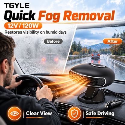 Portable Car Heater Defroster with 360-Degree Rotating Base