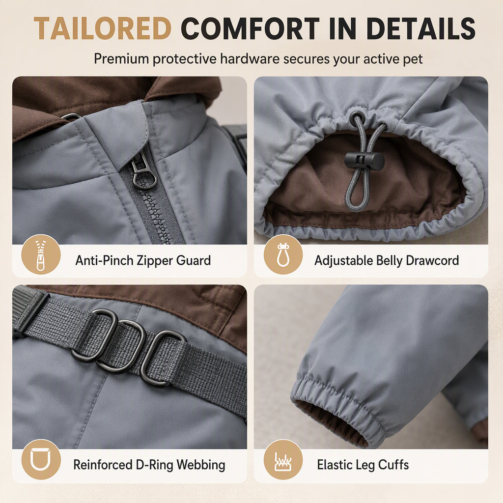 🐾 50% OFF! ✨ Waterproof Fleece-Lined Winter Dog Jacket with Integrated Leash D-Ring ❄️